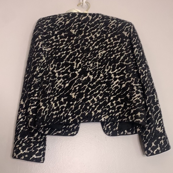 Alice + Olivia Black Lurex Tweed Kidman Box Crop Jacket Small black metallic - Picture 9 of 12